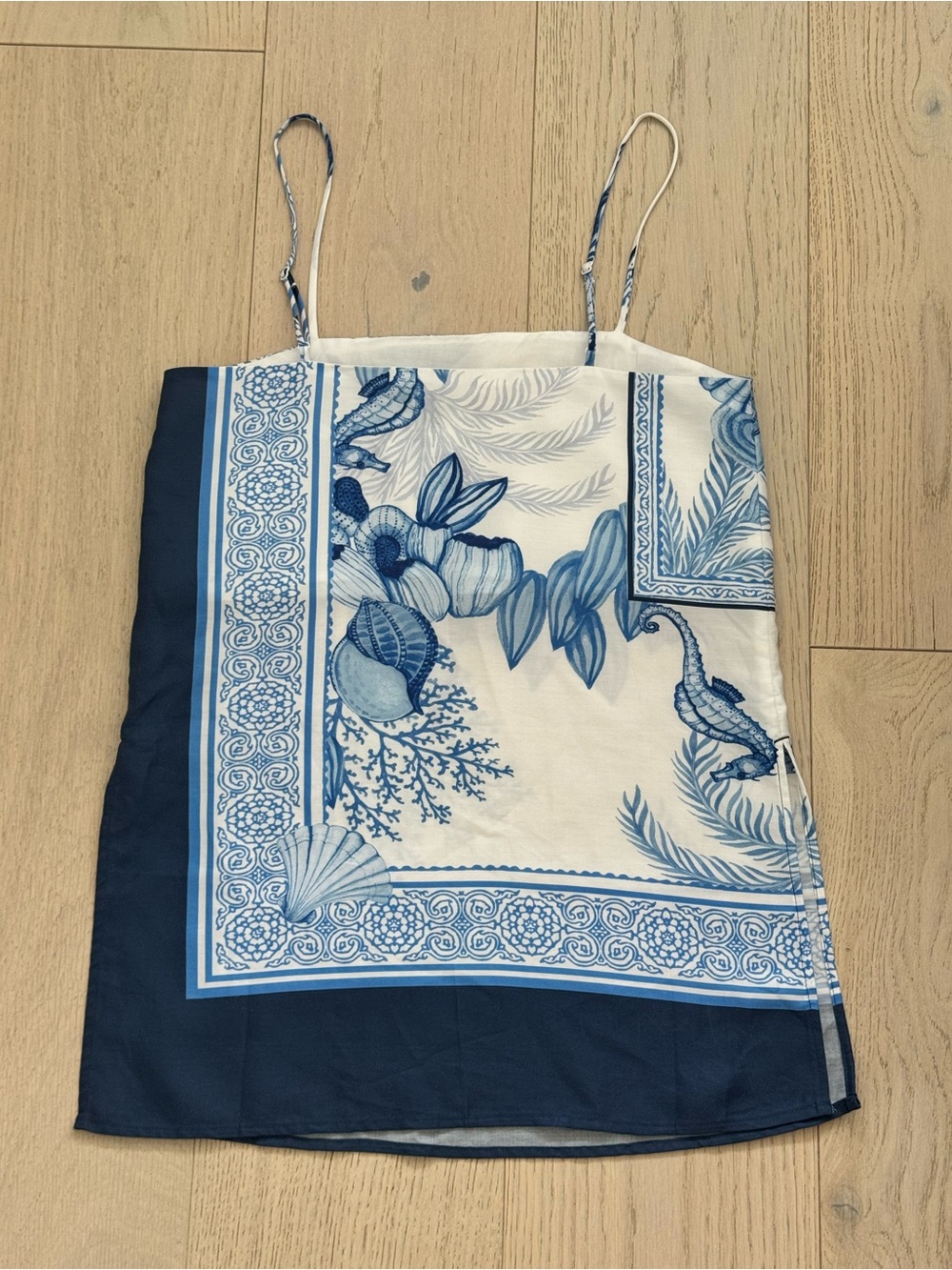 NWT 🔖🤍💙H&M Coastal 🌴Seashell🐚 TENCEL Top & Wide Leg Pants Set XS - Picture 10 of 11